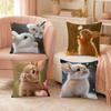 Cute Rabbit Pillow Case Organic Short Plush Cushion Covers Breathable Washable WrinkleResistant