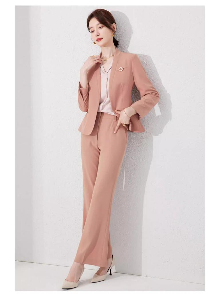 Aishangchen Women's Pink Suit Set: High-End, Professional, Temperament Goddess Style for Broadcasting and Hosting.