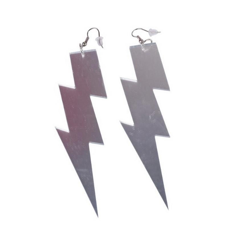 Statement Shiny Glitter Lightning Acrylic Drop Earrings For Women Punk Long Pendant Dangle Earrings Fashion Jewelry Accessories