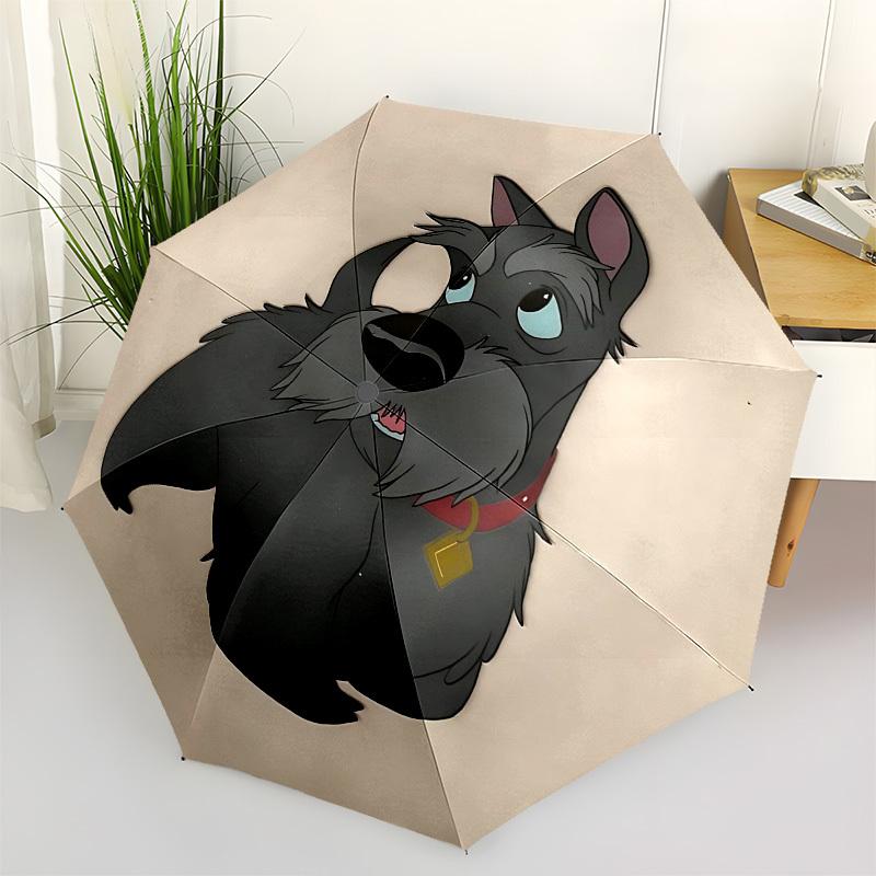 

Lady and the Tramp Themed Automatic Opening and Closing Umbrella, Brightly Colored 8-rib Portable Umbrella, Suitable for Men and Women, A Pe