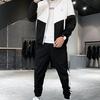2 Pcs/Set Spring Coat Pants Set Drawstring Hooded Elastic Waist Contrast Color Zipper Warm Young Style Pockets Coat Trousers Suit Jogging Clothes