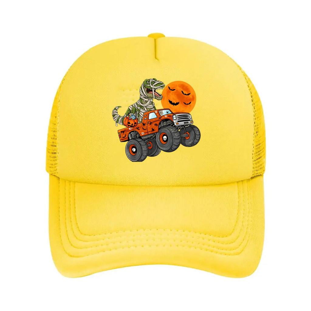 Halloween Mummy Dinosaur Monster Pumpkin Moon Bats Mesh Baseball Cap Casual Hat Outdoor  For Womens Unisex FeUnisex