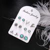Fashion Bohemian Mermaid Rudder Turquoise Stud Earrings 6-Piece Set