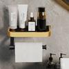 Black Gold Bathroom Phone Holder Space Aluminum Paper Towel Rack Wall-mounted Toilet Paper Plane Black Bathroom Accessories