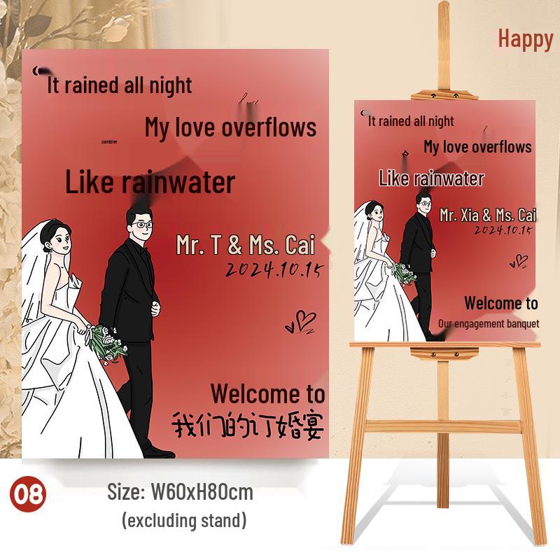 Custom Wedding Welcome Sign Display Stand: High-End Creative Decoration for Engagement Banquets