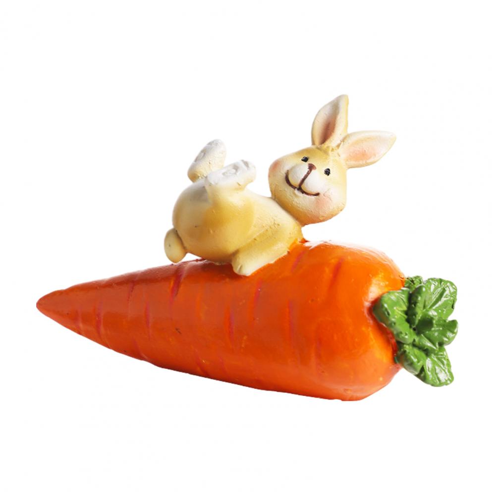 Пасхальные Украшения Заяц Смоляная Фигурка Зайца Ручная Работа Фигурка Пасхального Зайца Смоляная Скульптура Милый Заяц С Морковкой Статуэтка