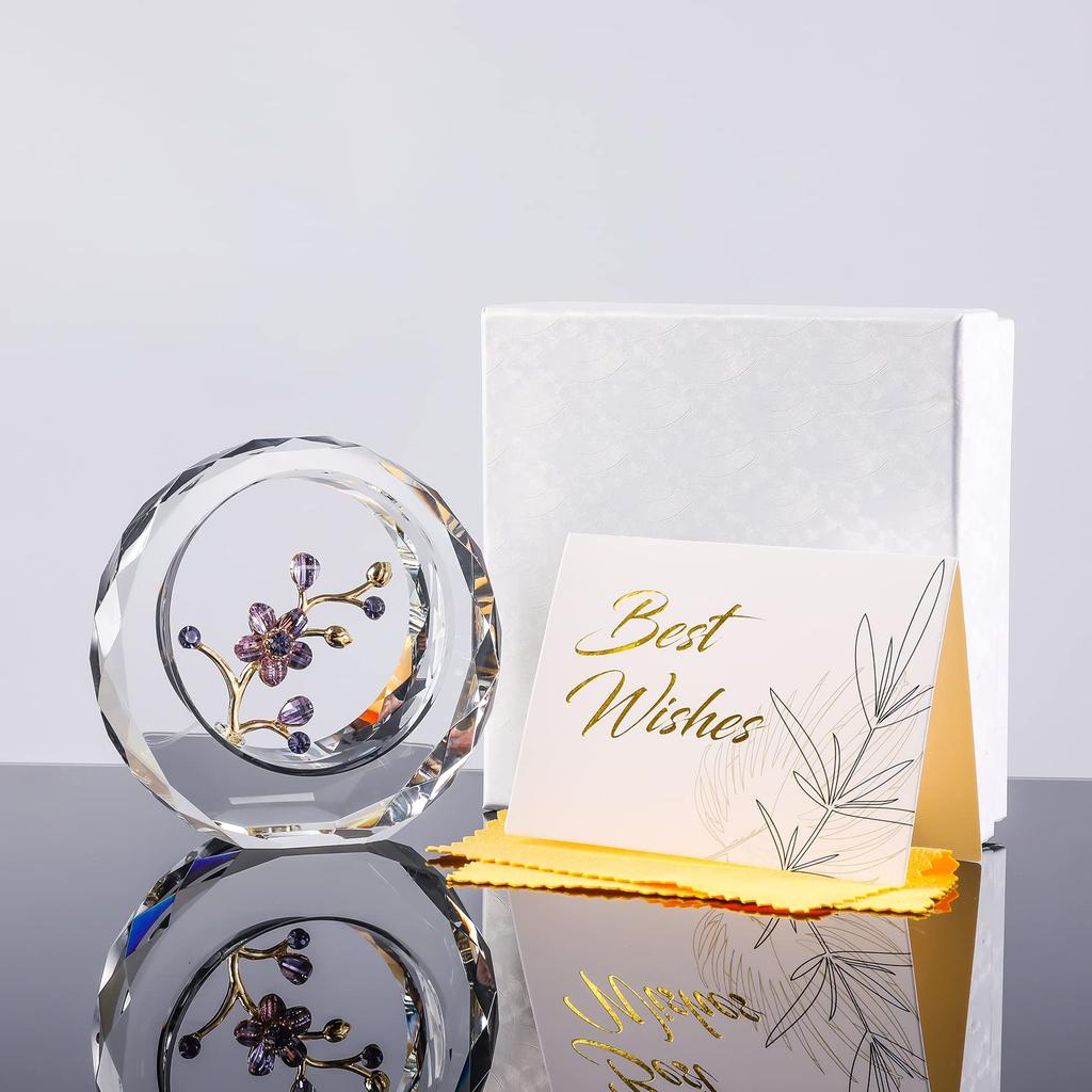 Popular Birthday Gift for Women, Mothers, Wives, Girlfriends, and Grandmas: Authentic K9 Crystal Inlaid Plum - Never-Fading Flower (Purple)