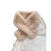 Women's Korean Style Imitation Rex Rabbit Fur Scarf - Versatile Autumn & Winter Thick Warm Pearl Cross Neck Warmer.