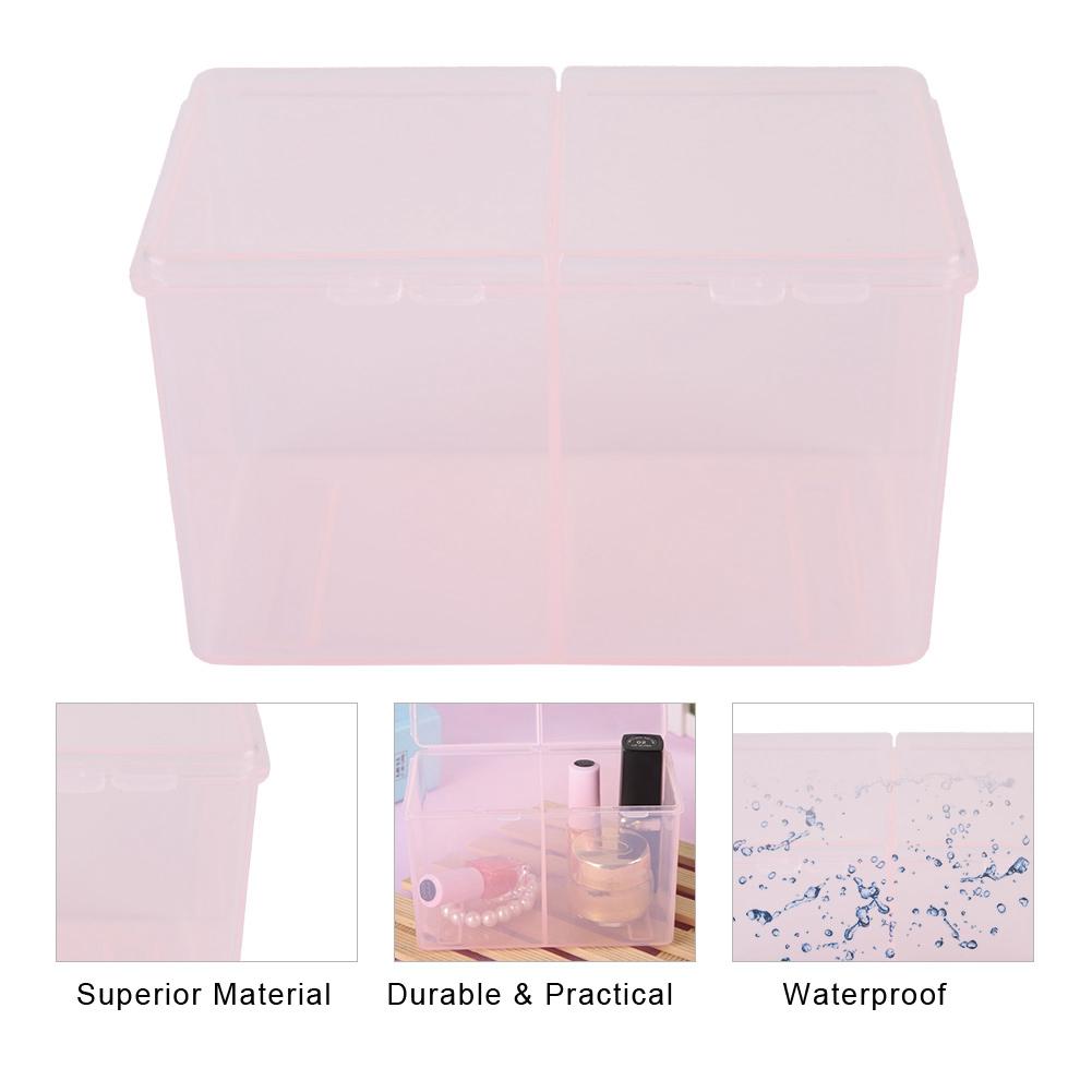 Cotton Pads Container, Nail Polish Glitter Powder   Storage Box, Waterproof Plastic, for UV Gel, Rhinestones, Pink Color