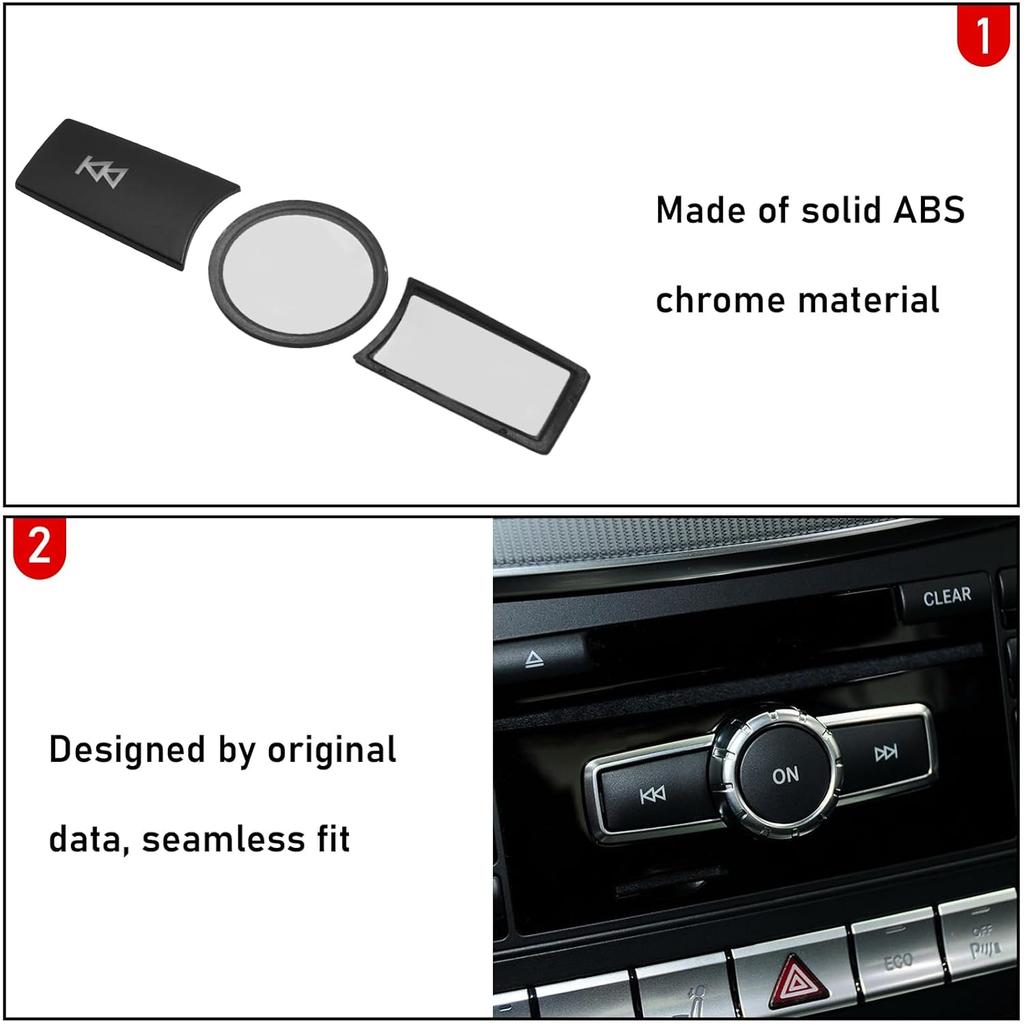 Jaronx Compatible with Mercedes Benz Radio Button Cover Stickers, X204/W204 Radio ON Volume Button Sticker Cover for B Class W246/C Class W204/ E