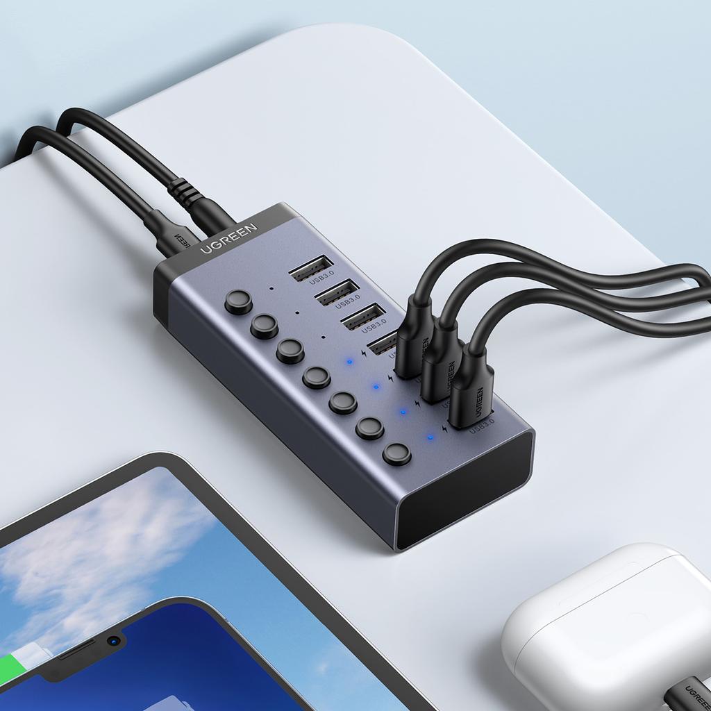 Ugreen 7-Port USB-C Hub with Power Delivery & Slate Gray Finish (CM481)