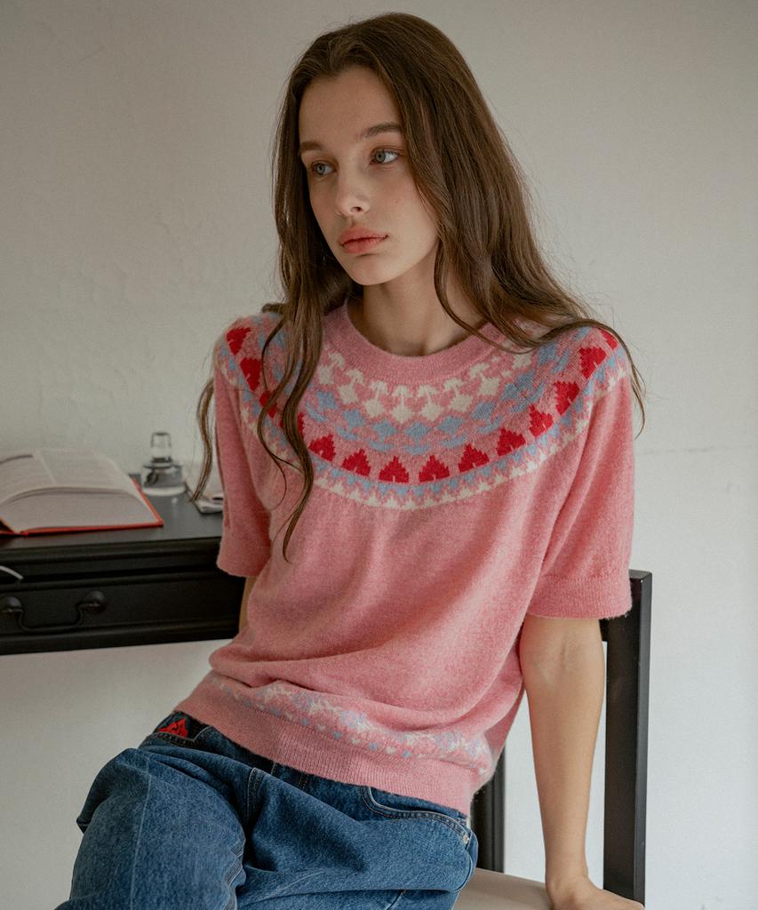 Banwonateullie Kn4261 Floral Round Knit_Pink