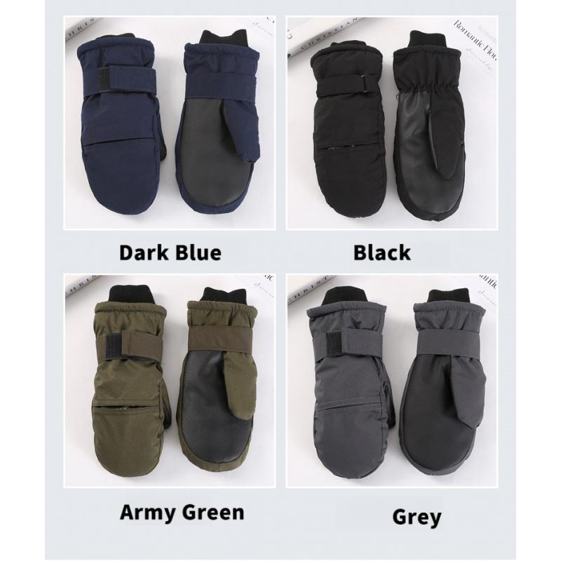 Winter Finger Gloves, Skiing And Mountaineering Windproof Gloves With Thick Velvet, Solid Color Unisex Wrist Protection Gloves