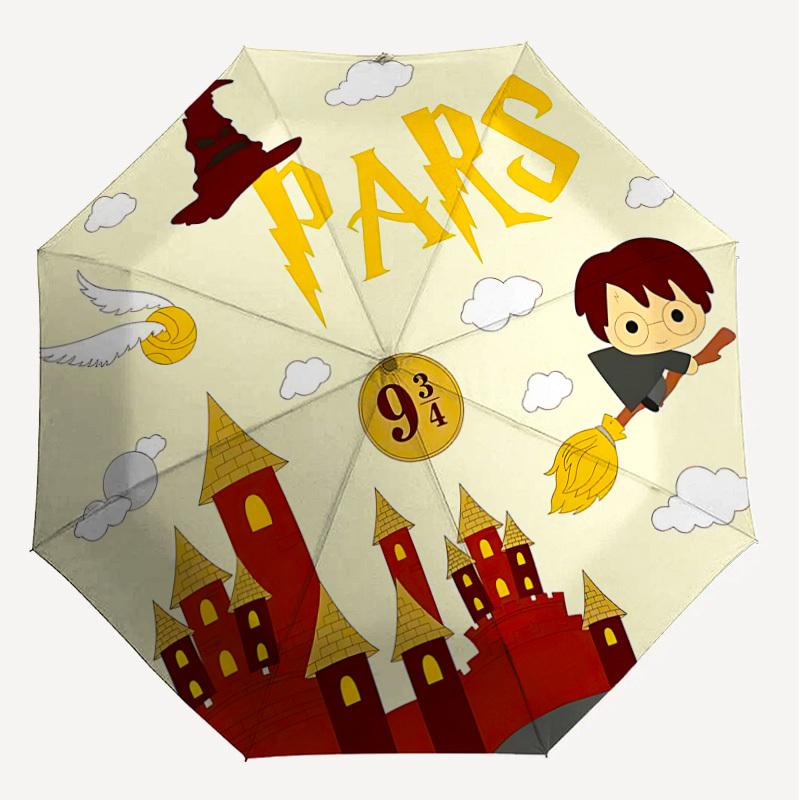 1PC Hogwarts Harry Potter Umbrella-8-Rib Reinforced, Automatic Open, Lightweight & Durable, Cute Fashion Accessory for Outdoor, D2658