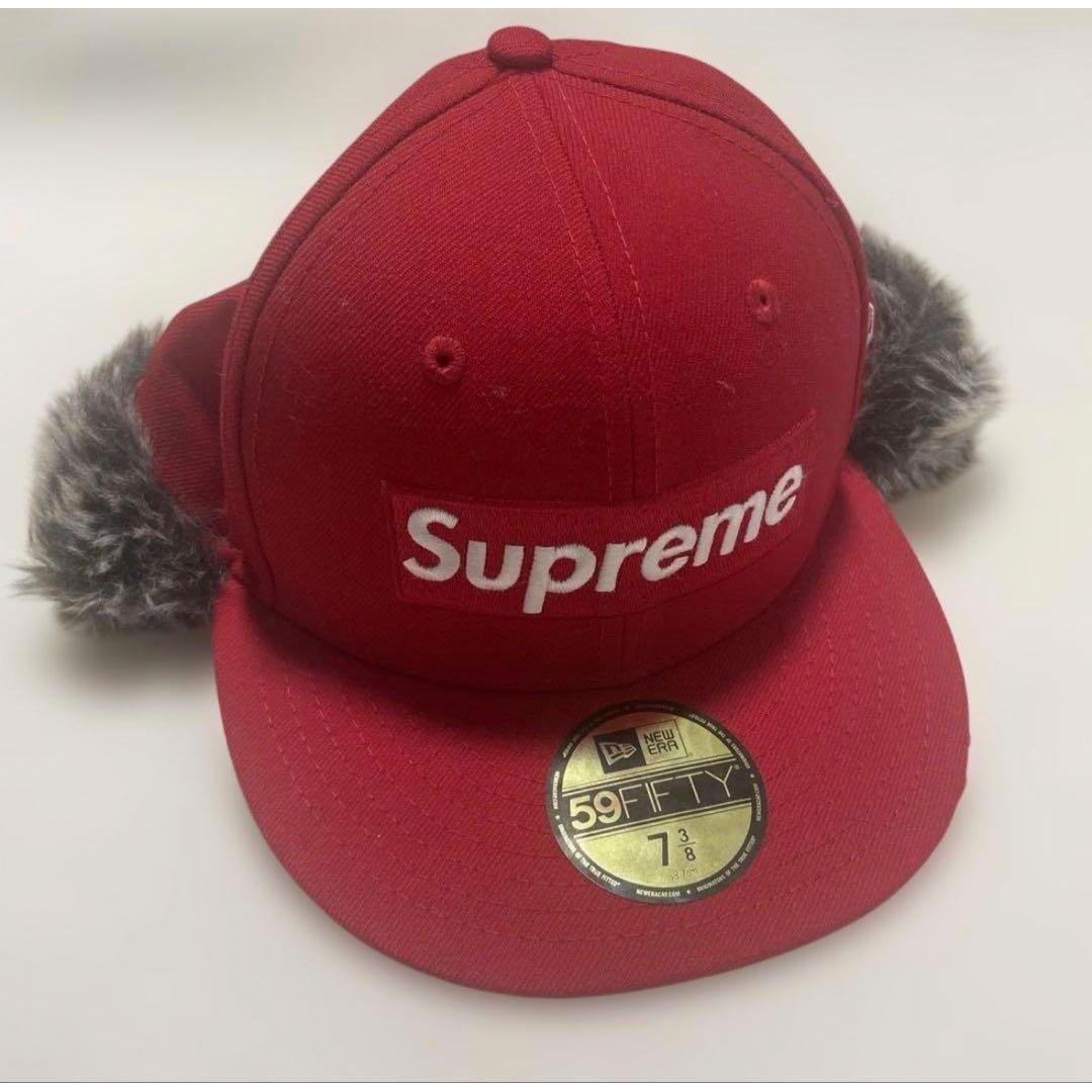 Used Supreme New Era Earflap Cap Red 7 3/8