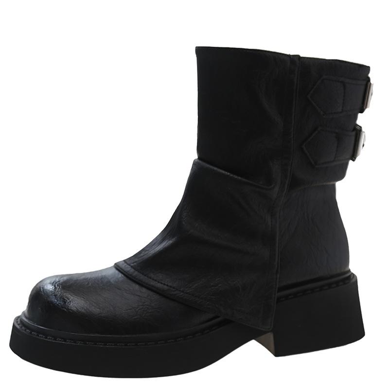 2025 retro short boots autumn and winter British style explosion inner height increase versatile niche trouser boots Martin boots