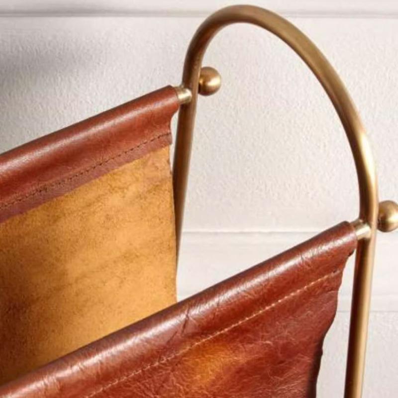 Retro Light Luxury Figurines Leather Magazine Storage Rack Living Room Storage Ornament Entrance Hall Decorative Ornaments
