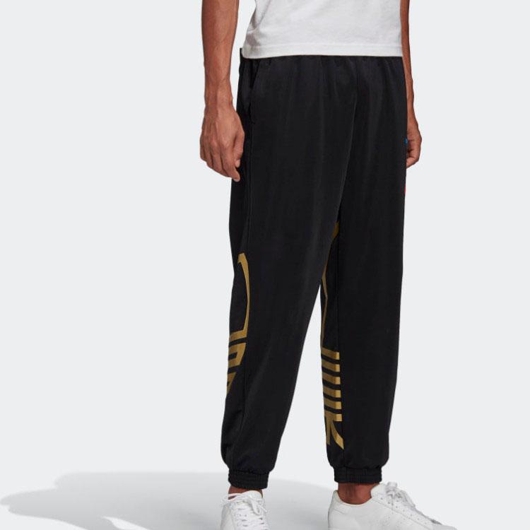 Adidas Originals Trefoil Gráfico Metálico Punho Calças de Treino de Tricô Respirável Masculino Parte Inferior Preto FS7325