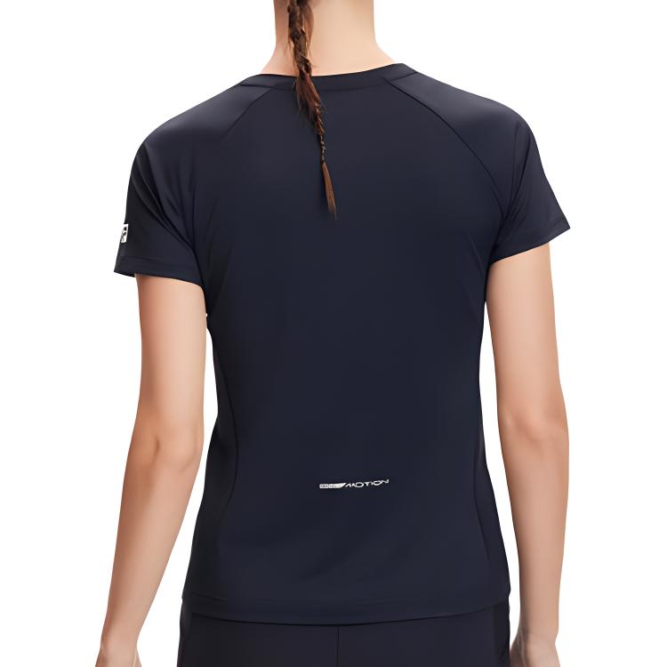Fila Fitness Series Letter Logo Design Casual Breathable Round Neck Raglan Short Sleeve T-Shirt Women Tops Black A11W421112F-BK