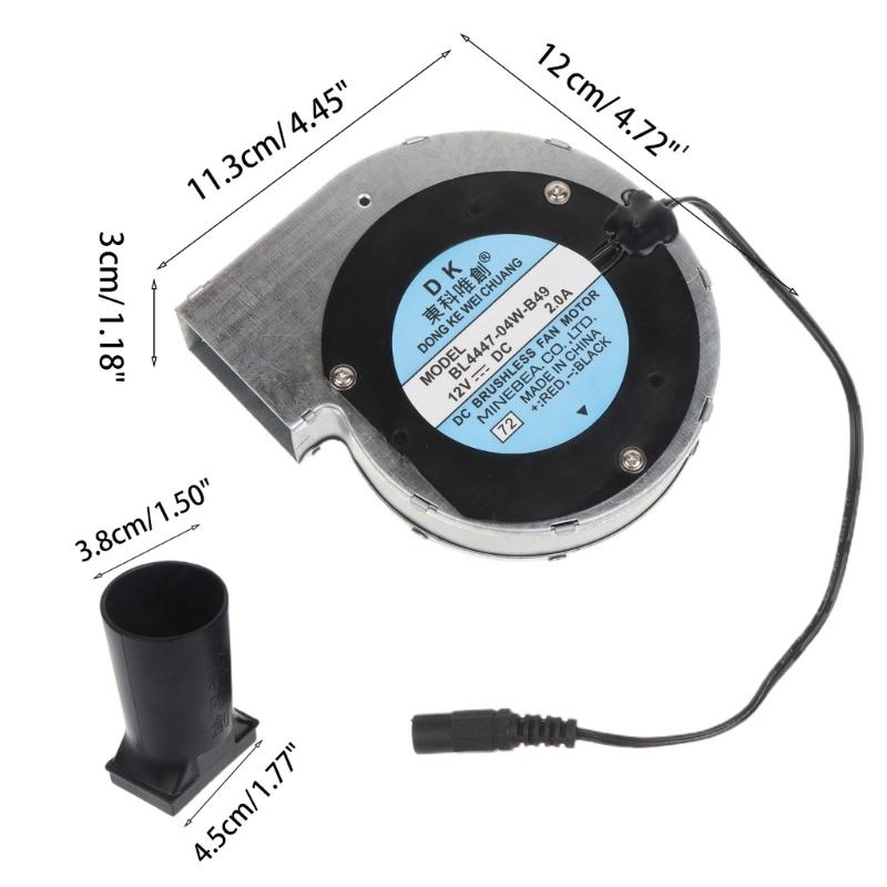 Ventilator pentru grătar 11028 Suflantă DC12V 2.0A Debit mare de aer 5000RPM 110V 220V-AC Ventilator alimentat Controller de viteză variabilă 3,8 cm Conductă de aer