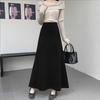 2025 Autumn/Winter Women's Elegant French A-line Black High Waist Skirt - Available in Two Lengths