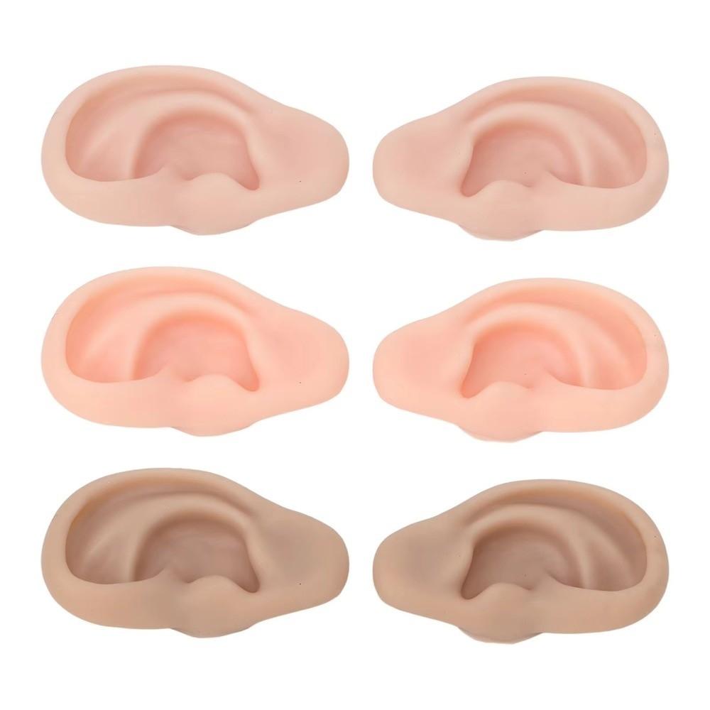 1 Pair Soft Touch Silicone Ear Model Skin Tone Color Ear Piercing Model For Piercing Exercise