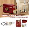 Iron Anti-theft Door Lock Key Included Durable Heavy Duty Lock Single Cylinder Retro Style Retro Red Lock Exterior Door