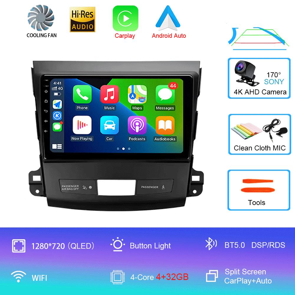 Car Radio Android 14 Carplay For Mitsubishi Outlander 2006-2011 Peugeot 4007 Citroen C-Crosser GPS Multimedia Player Stereo 2din