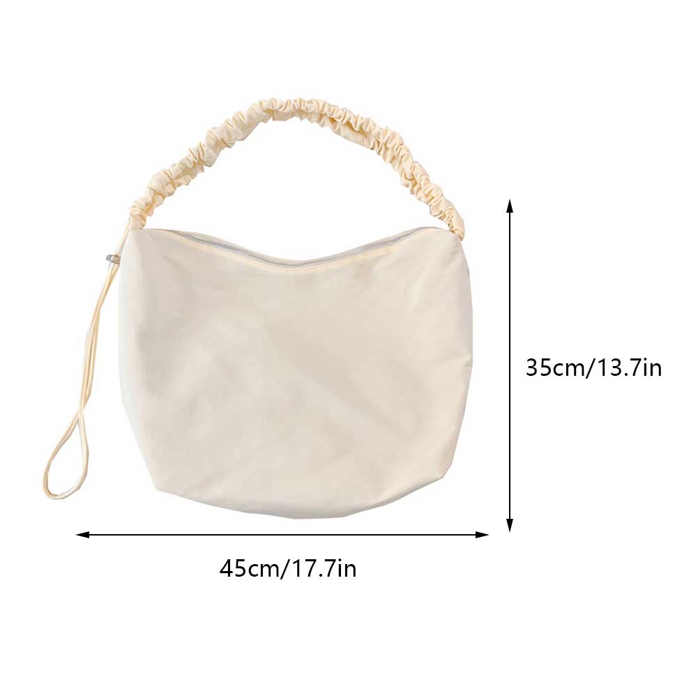 Women Dumpling Bag with Ruched Strap Casual Armpit Bag Solid Color Soft Large Capacity Girls Outdoor Leisure Bag