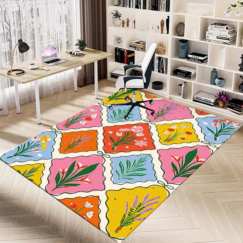 1pc Floral Pattern Area Rug Soft Flannel Floor Mat for Living Room, Bedroom and Carpet, Sofa Coffee Table Floor Mat, Decorative Rug q32