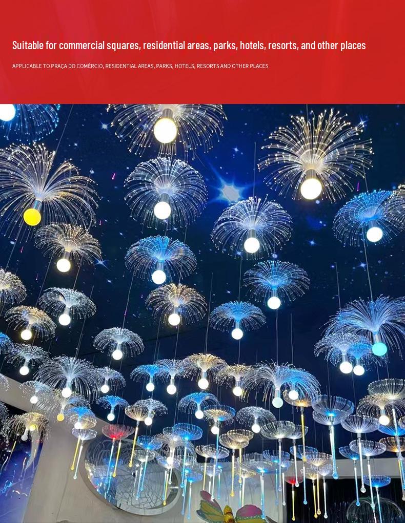 Color-Changing Fiber Optic Jellyfish Pendant Light for Restaurants, Bars, and Outdoor Decor