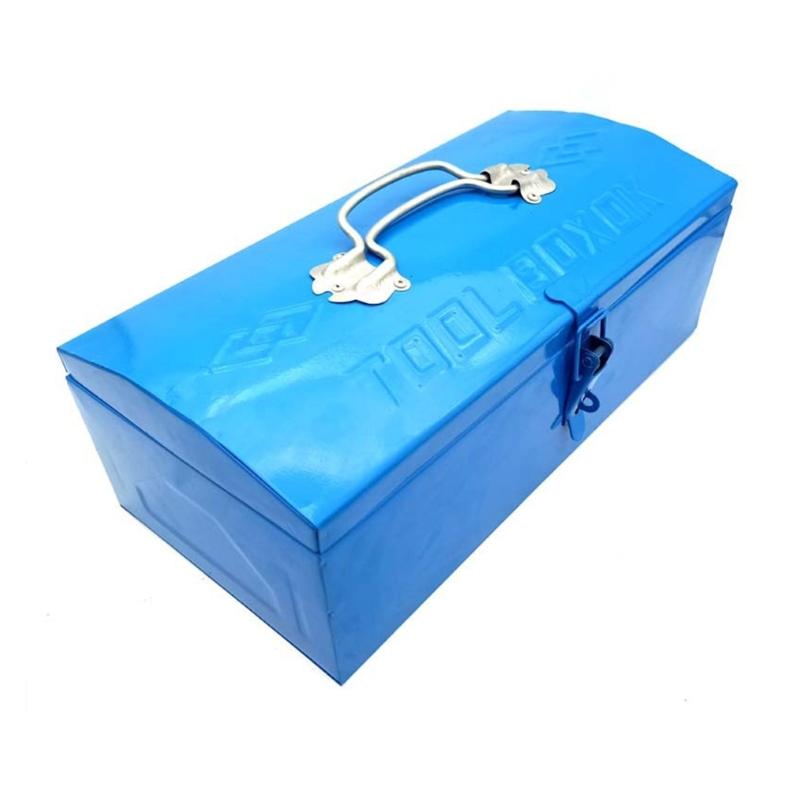 Portable Medium Sized Iron Sheet Storage Box Tool Organizers for Home Office and Travel Use with Secure Latches Closure