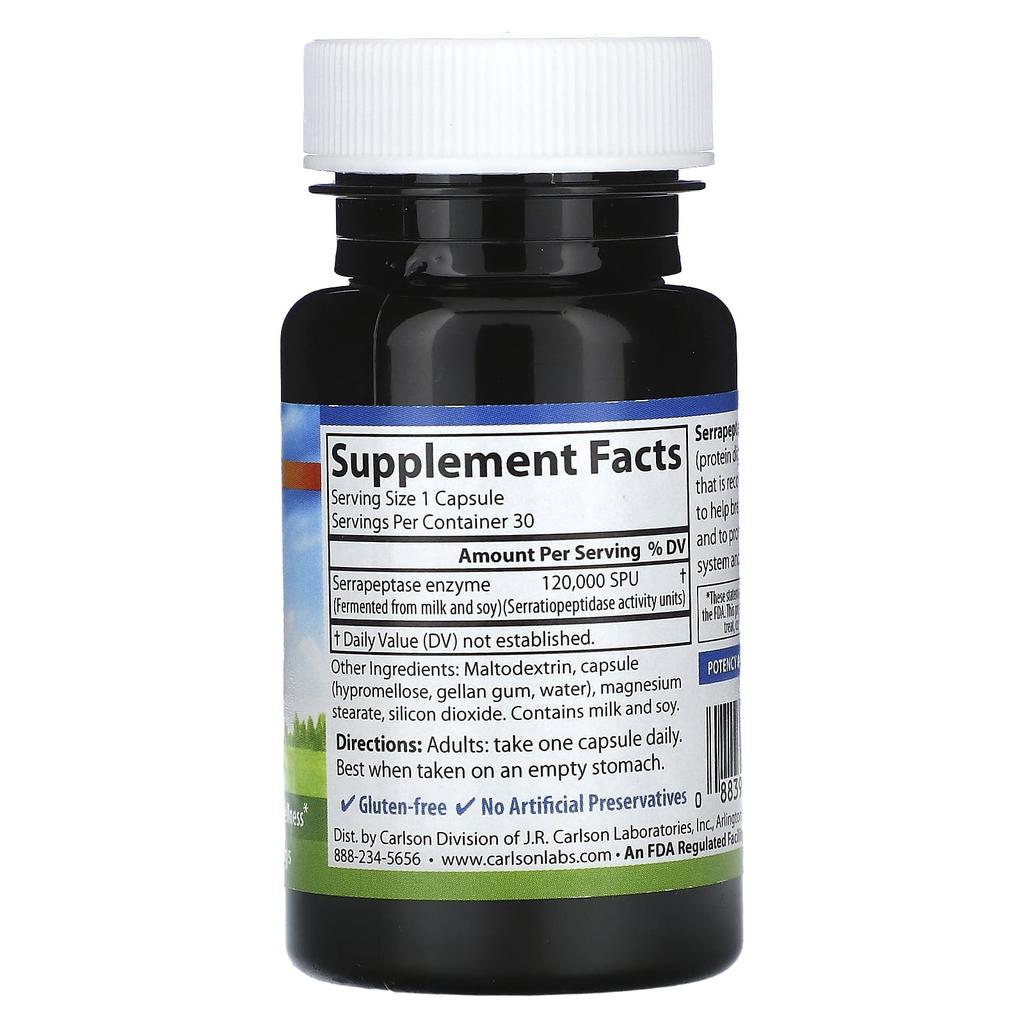 Serrapeptase, Delayed Release, 120,000 SpU, 30 Veggie Caps