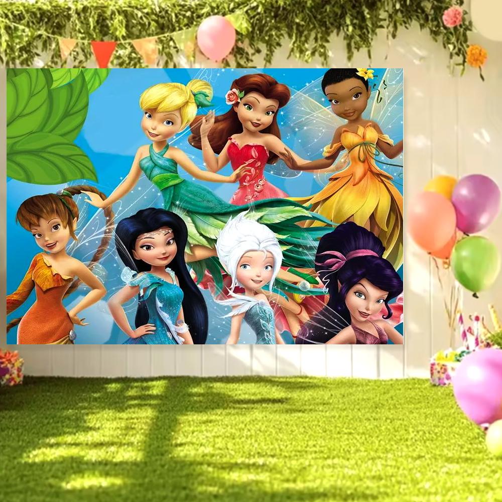 Peter Pan Tinker Bell Birthday Party Decoration Cake Topper Balloon Princess Forest Elf Background Banner Boy Girl Gifts