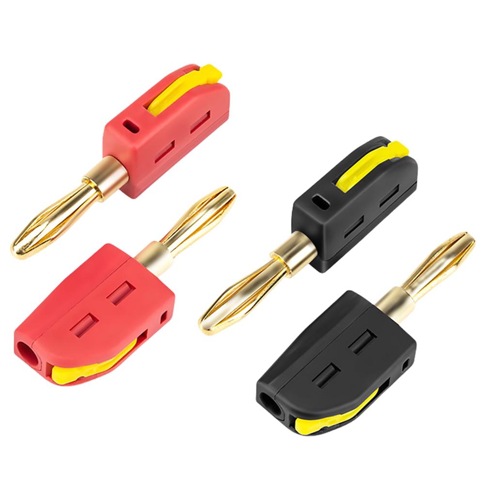 10Pcs 4mm High Current Plugs Solder-Free Gold-Plated Banana Connector Push-On Quick Connect Plug for 32A Electrical Test