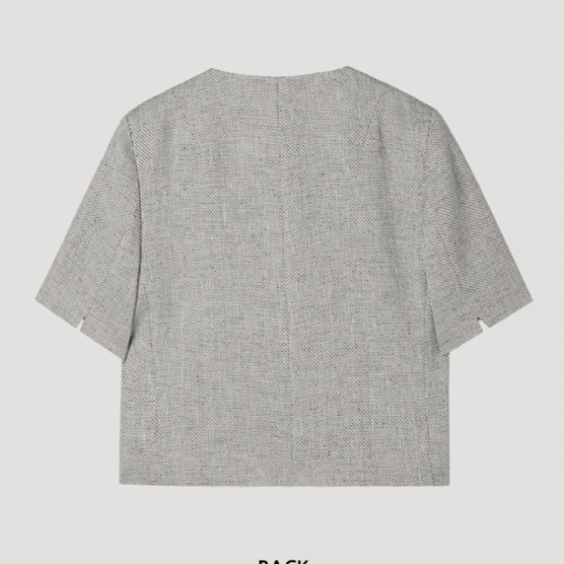 [She S miSS] Flap Pocket Slit Short Sleeve Jacket Swwjkp21190 Bk