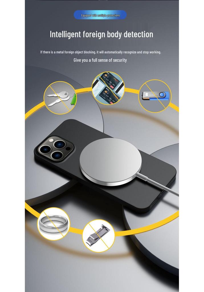 Carregador Sem Fio Magnético Ultra Fino Fosco de 25W com Acabamento de Alto Brilho, Compatível com Telefones Apple 17qi2