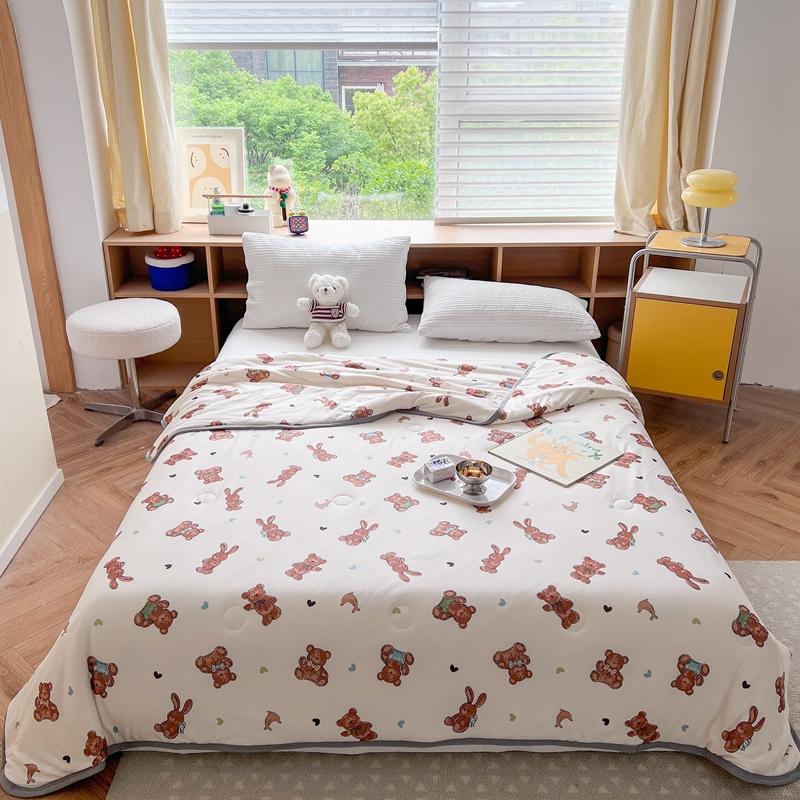 Cartoon Dinosaurs Penguins Summer Quilt Funny Animals Pattern Air-conditioning Cool Comforter Breathable Soft Thin Blanket