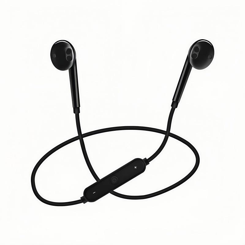 S6 Wireless Bluetooth Sports Earphones with Semi-in-ear Design and Deep Bass, Compatible with Apple & Android for Music and Calls.