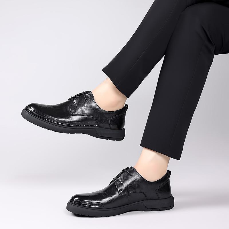 Pánské jarní business casual boty z pravé kůže, pánské svatební společenské oxfordky, klasické šněrovací, elegantní společenské formální boty do kanceláře