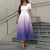Women's Fashion Casual Short Sleeve Round Neck Splicing Gradient Elegant Temperament Dress
