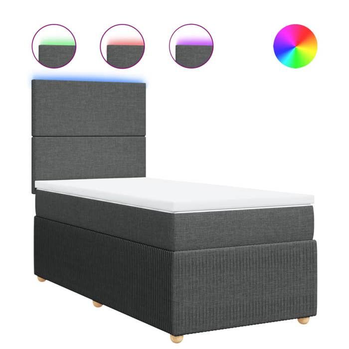 VidaXL Sommier à lattes de lit avec matelas Gris foncé 90x200 cm Tissu 3294233