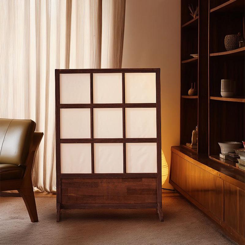 Retro Solid Wood Folding Screen Divider for Living Room and Bedroom