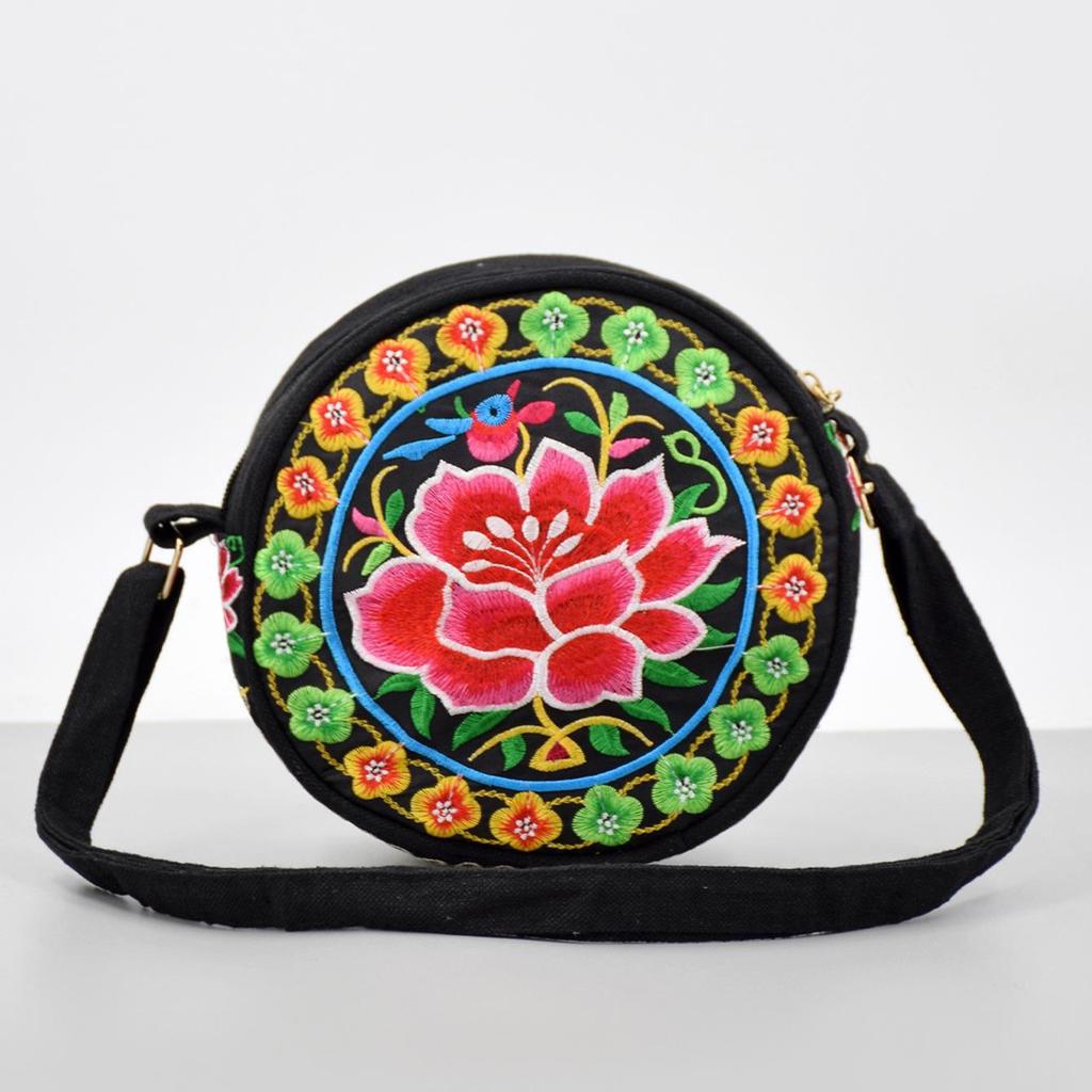 Kwiaty Haft Płócienna Torba Crossbody dla Kobiet Torba Listonoszka Etui na Telefon Komórkowy Portfel Damskie Małe Torby Na Ramię Listonoszka Crossbody