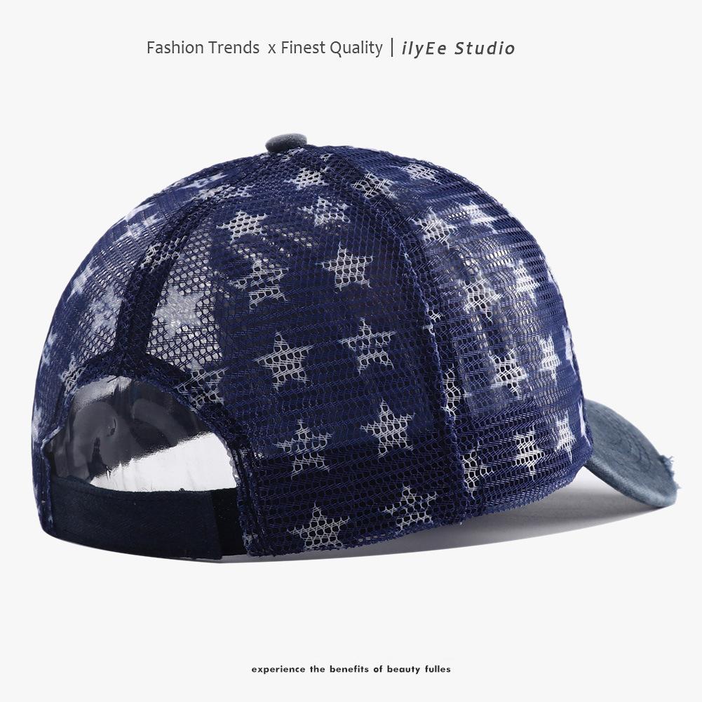 Popular European, American flag embroidery baseball cap mesh cap retro washed baseball cap sun hat