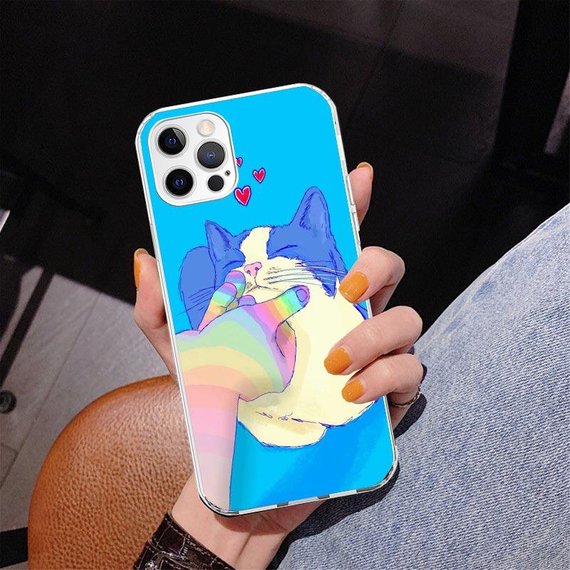 Cat Cute Kitten Cartoon Phone Case For iPhone 17 Air 16 Pro Max 16E 15 + 14 Plus 11 12 13 Mini 7 8 SE Gift Print Cover Fundas 17
