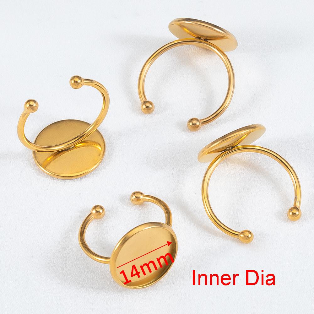 10pcs Adjustable Open Finger Ring Setting Stainless Steel 4mm 8mm 12mm Round Blank Ring Base Bezel Cabochon DIY Jewelry Making