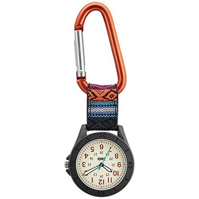 J-AXIS Watch Ethnic Pattern Carabiner Watch Hook Casual Easy-to-Read Backpack Bag Student AP1322 Orange