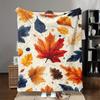 Autumn Leaves Pattern Flannel Blanket - Light, Soft and Warm, Suitable for Sofa, Bed, Office - Christmas for Family or Friends