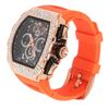 Analog Quartz Wristwatch 30m Waterproof Silicone Strap Multi Functional Quartz Watch for Man Rose Orange